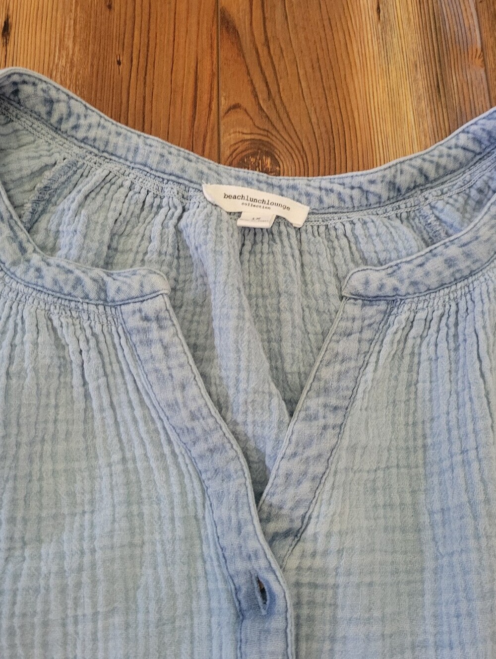 Beach Lunch Lounge Womens Size 1X Seersucker 100% Cotton Button Up Shirt - Picture 4 of 10